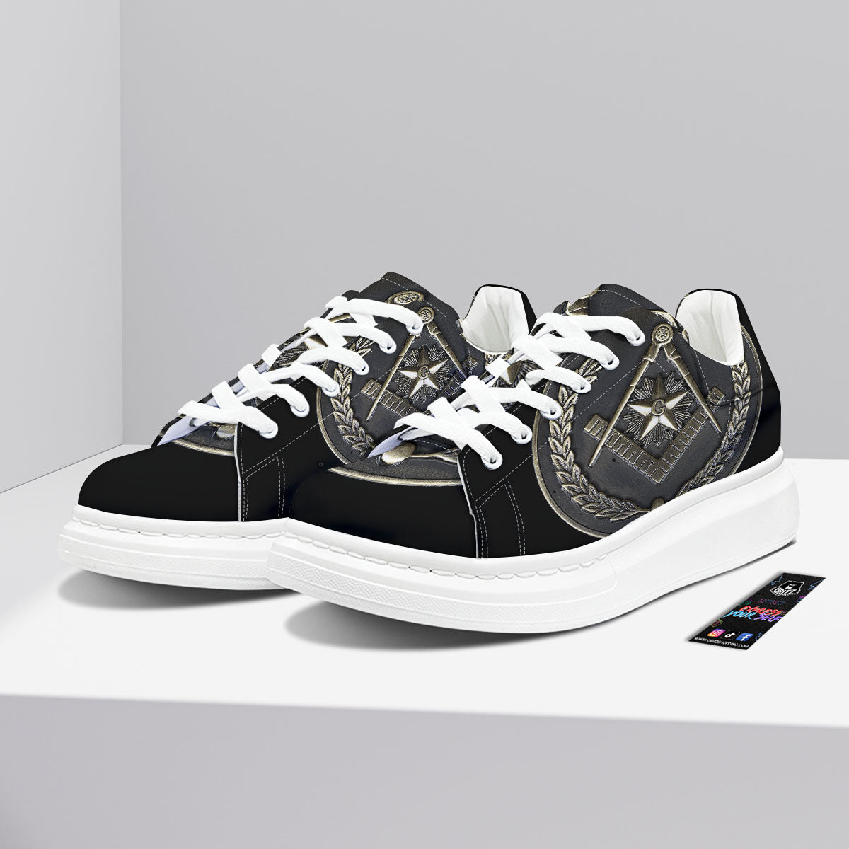 Medal Freemasonry Print Platform Shoes-grizzshop