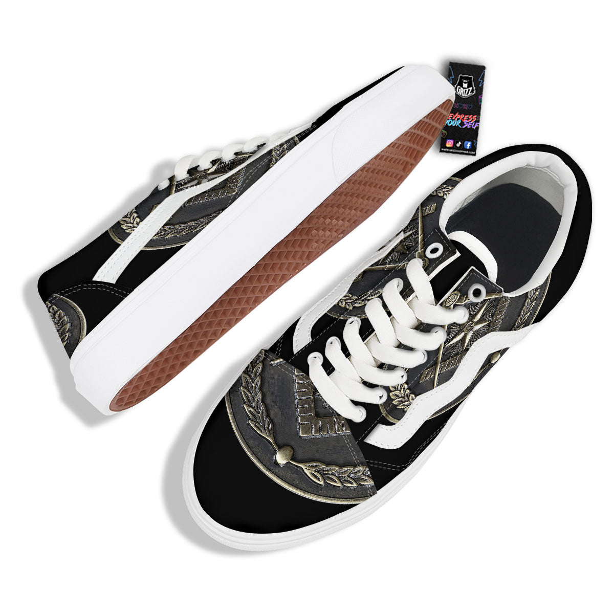 Medal Freemasonry Print Skate Shoes-grizzshop