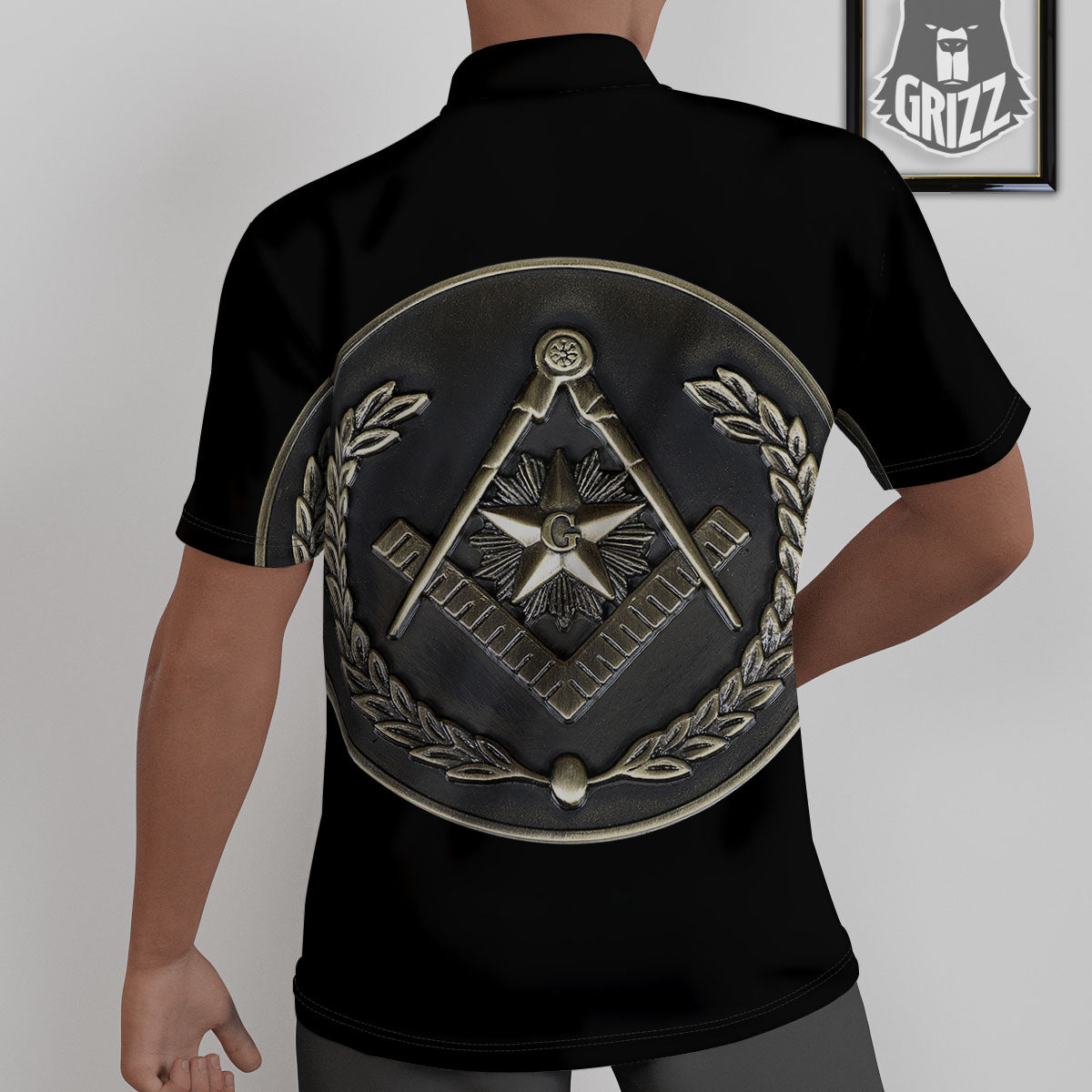 Medal Freemasonry Print Untucked Shirts-grizzshop