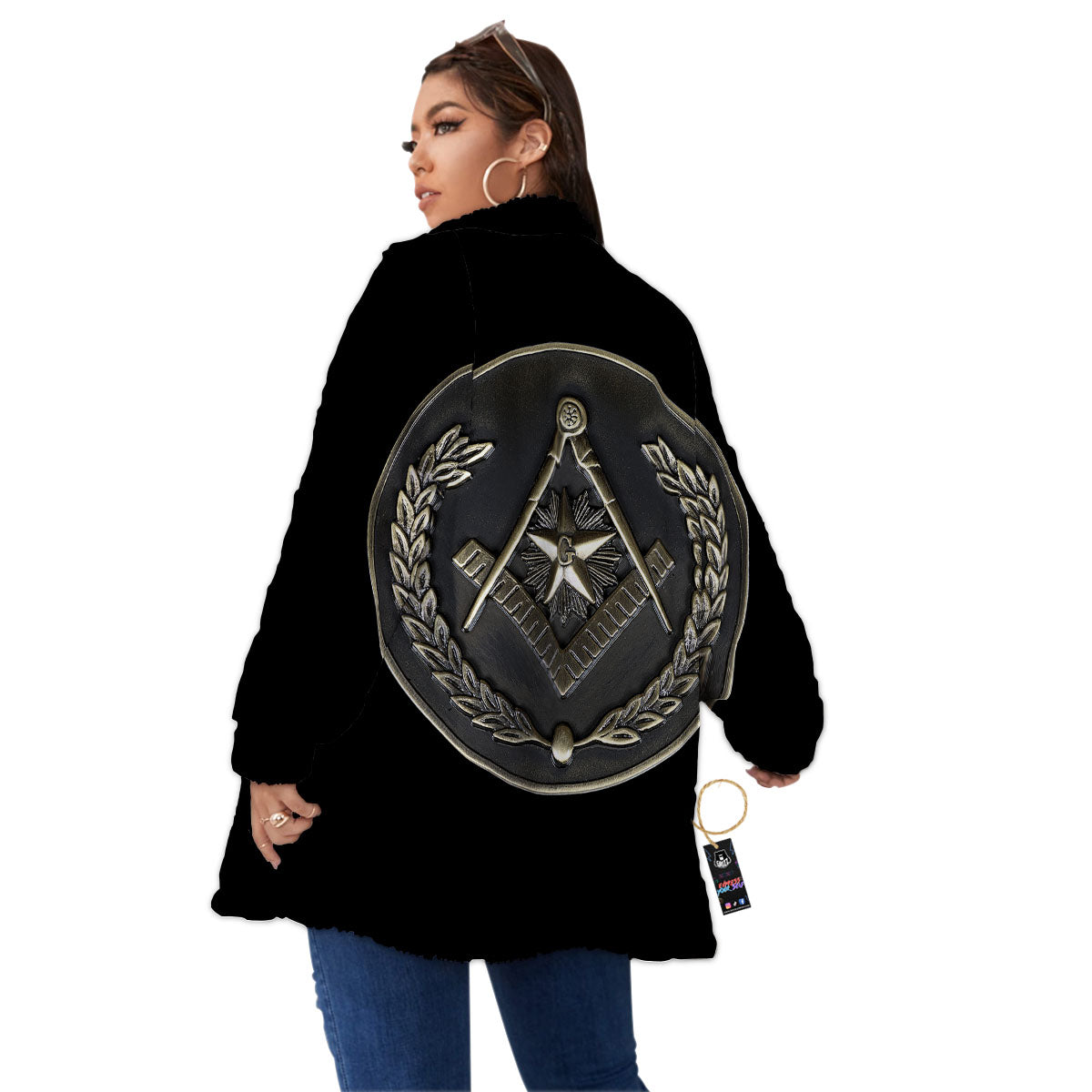 Medal Freemasonry Print Women's Sherpa Jacket-grizzshop