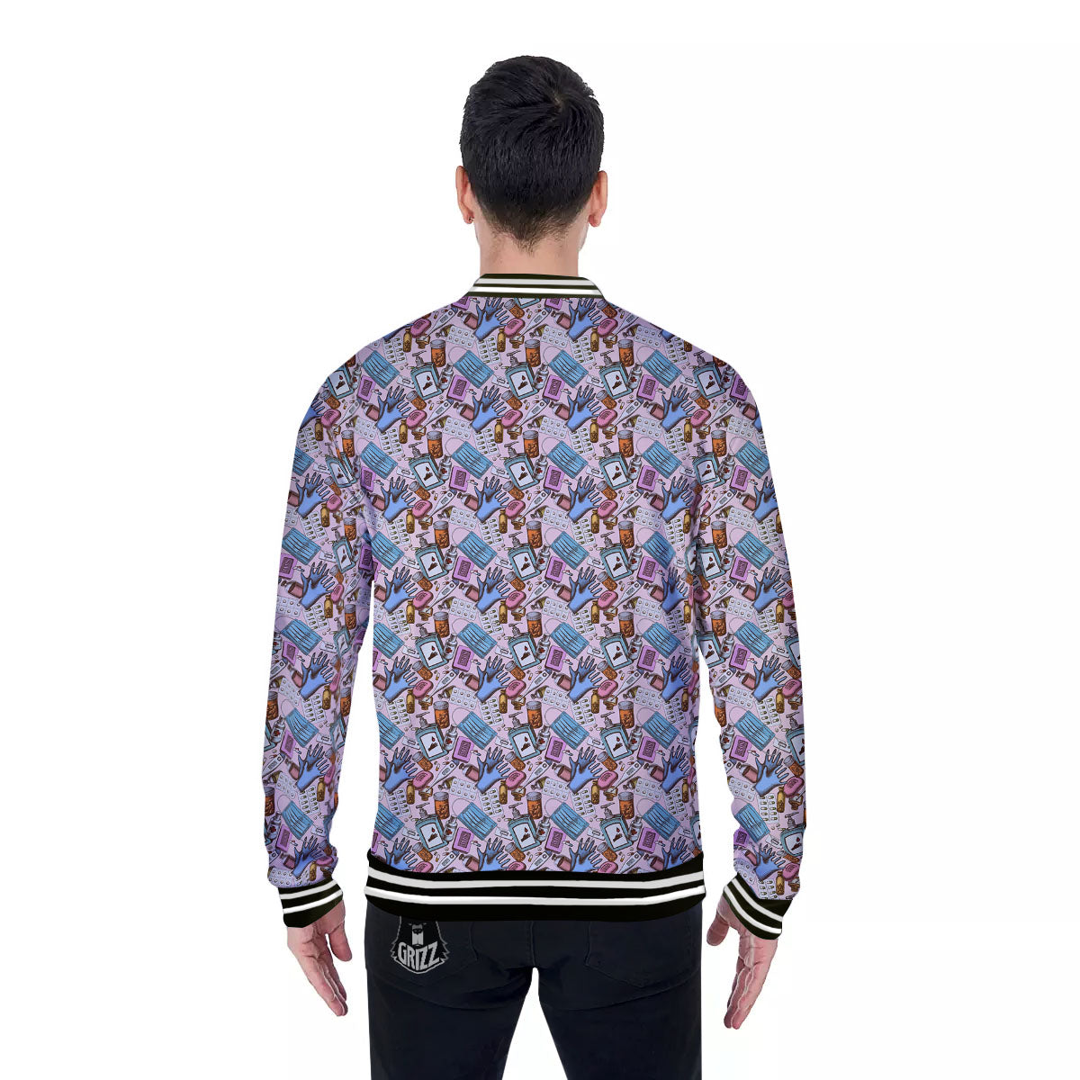 Medical Colorful Print Pattern Baseball Jacket-grizzshop