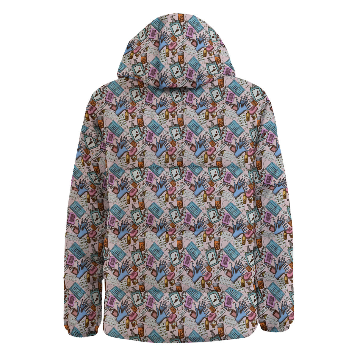 Medical Colorful Print Pattern Down Jacket-grizzshop