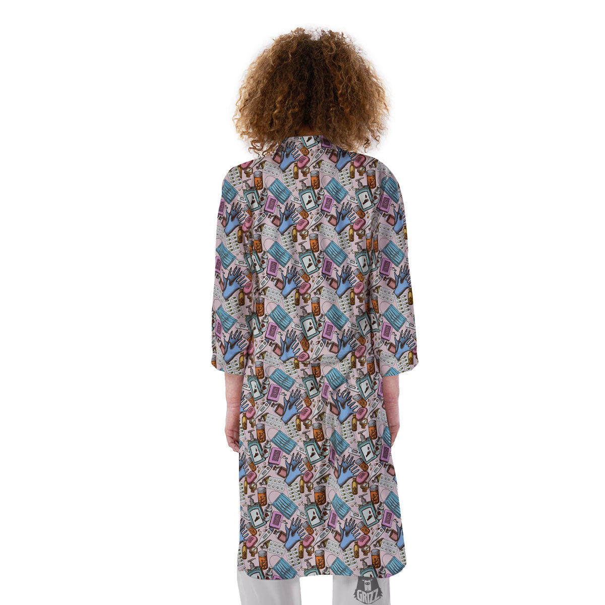 Medical Colorful Print Pattern Kimono-grizzshop