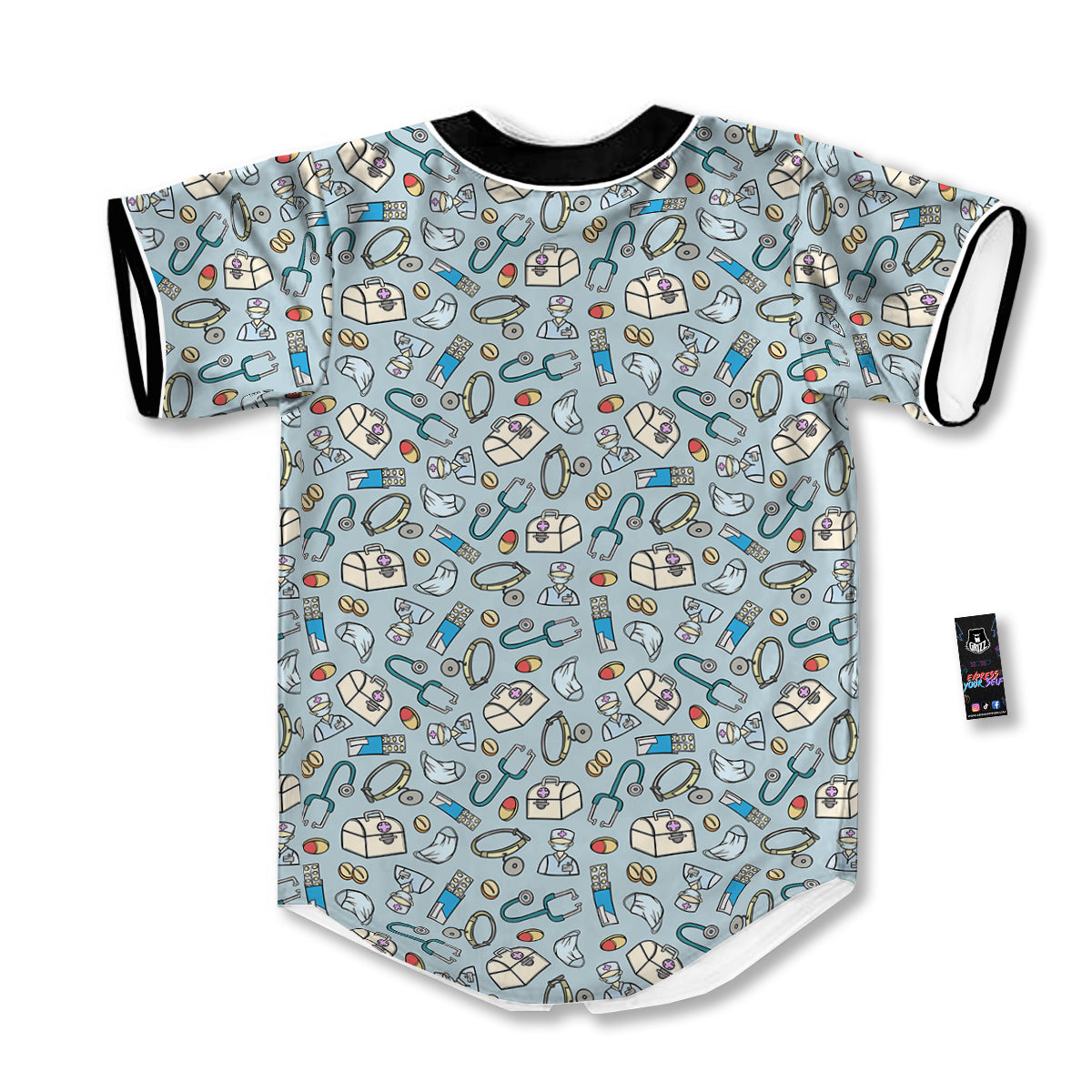 Medical Cute Print Pattern Baseball Jersey-grizzshop