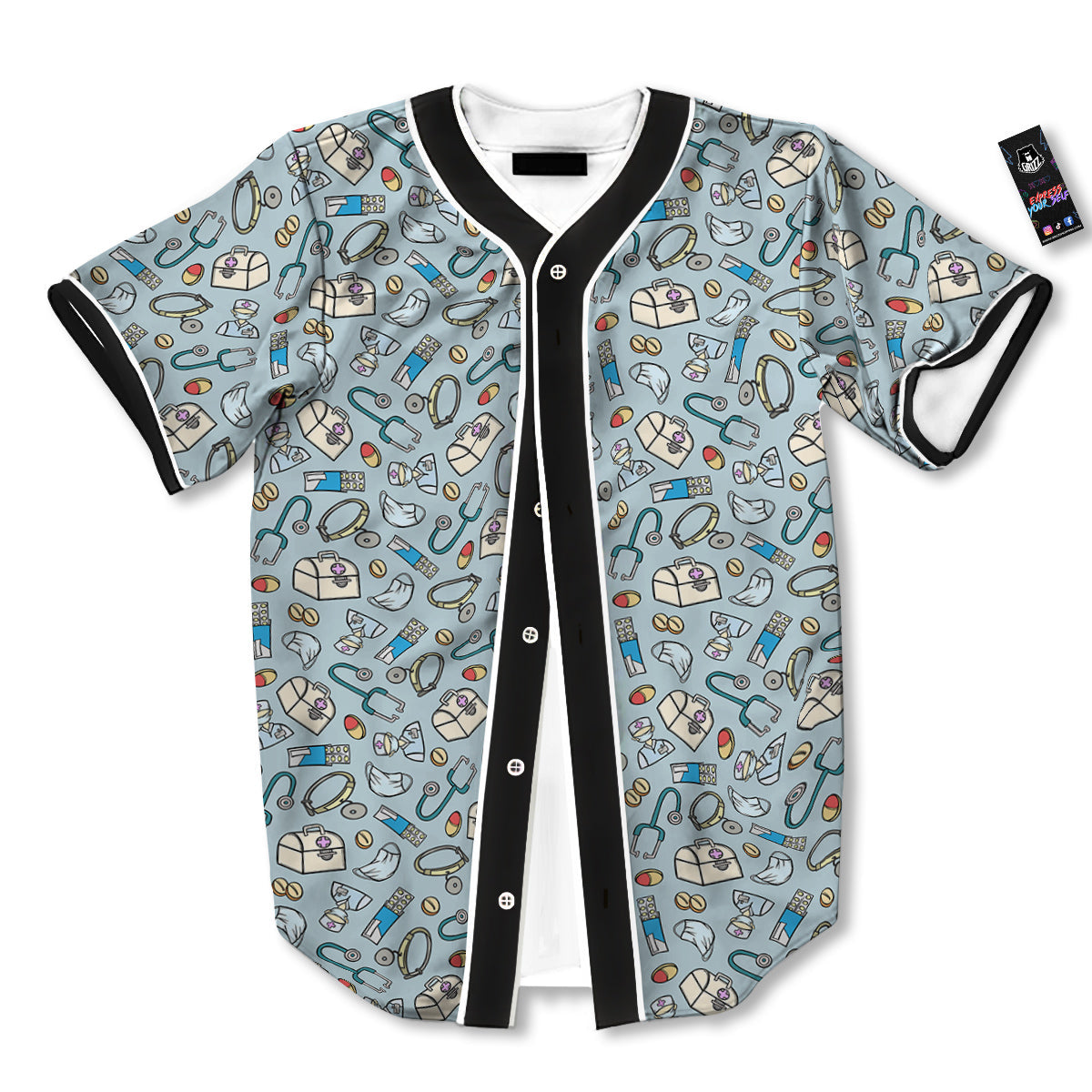 Medical Cute Print Pattern Baseball Jersey-grizzshop