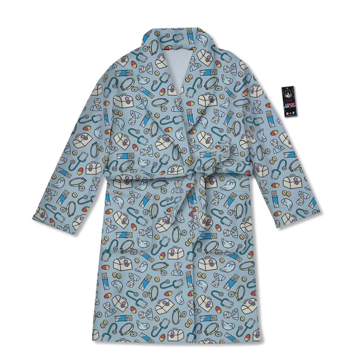 Medical Cute Print Pattern Bathrobe-grizzshop