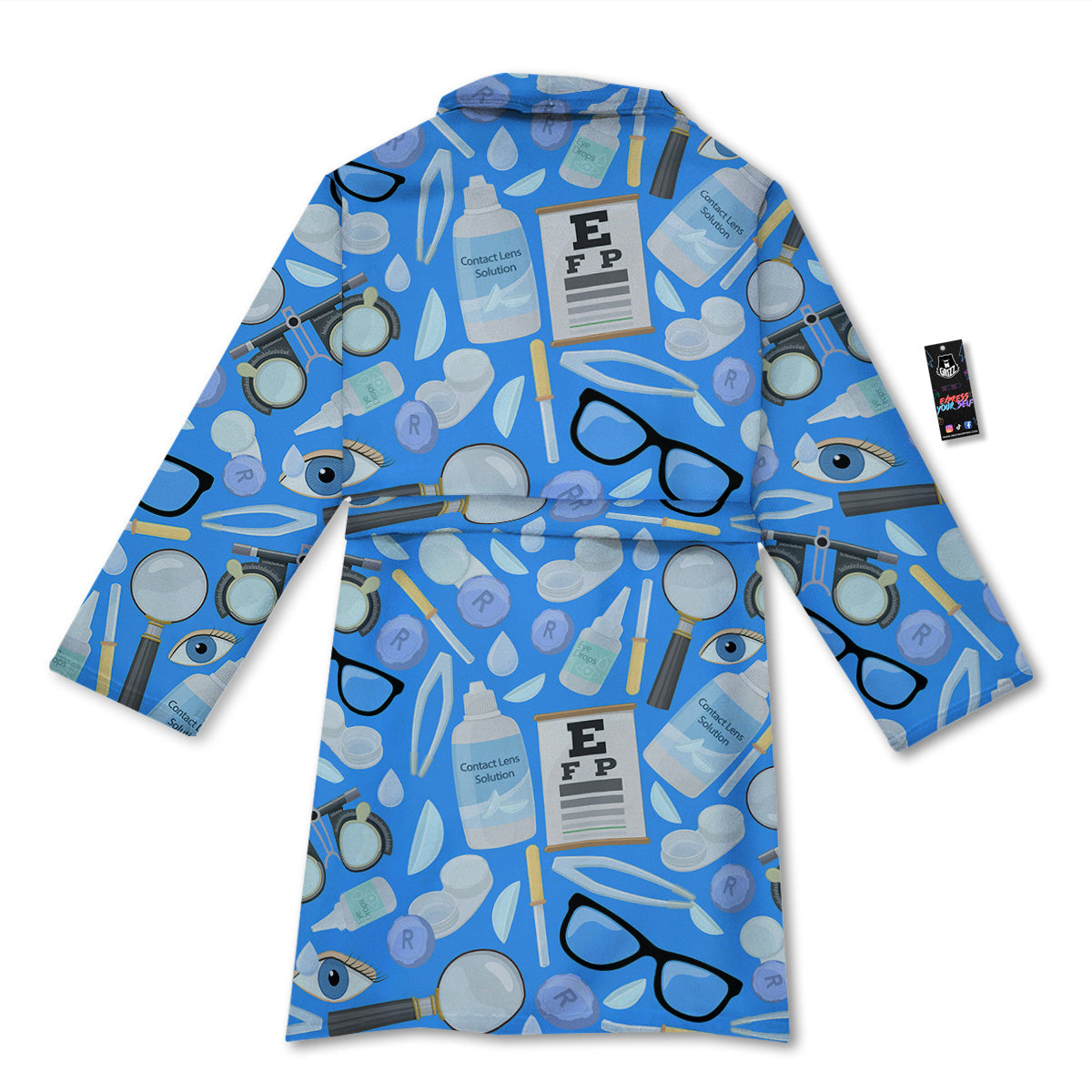 Medical Optometry Accessory Blue Print Pattern Bathrobe-grizzshop