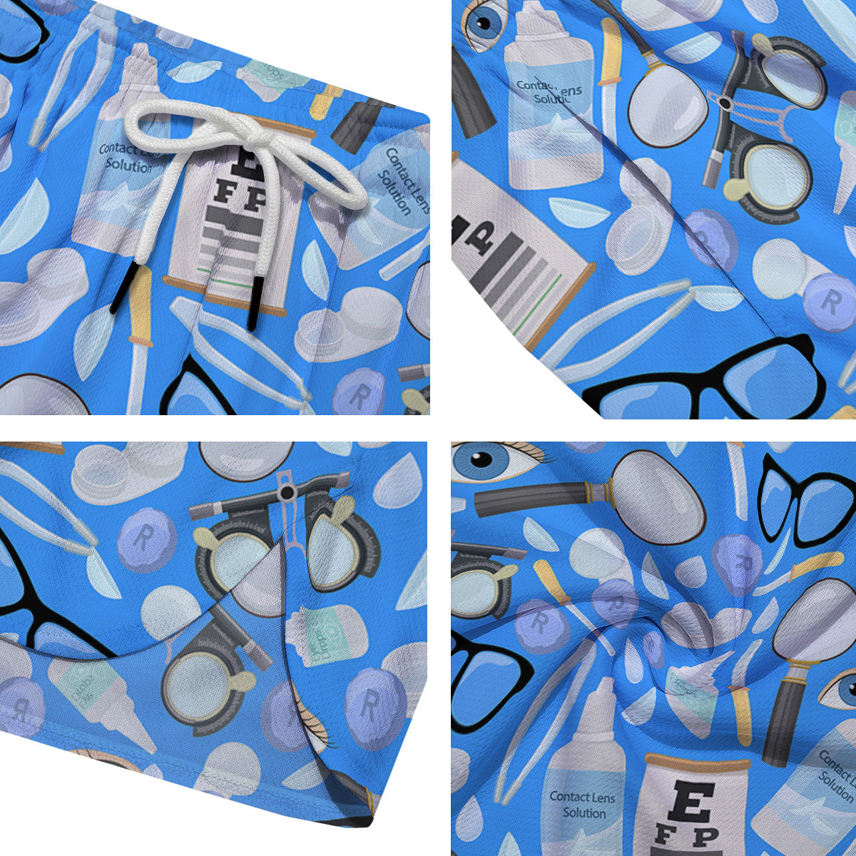 Medical Optometry Accessory Blue Print Pattern Men's Running Shorts-grizzshop