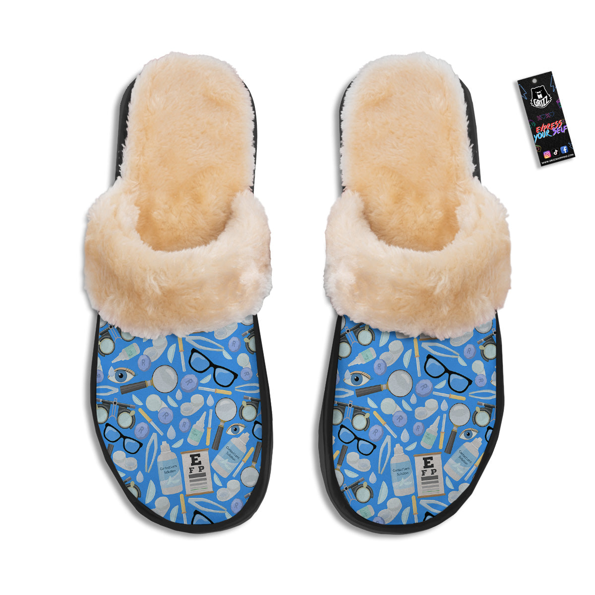 Medical Optometry Accessory Blue Print Pattern Slippers-grizzshop