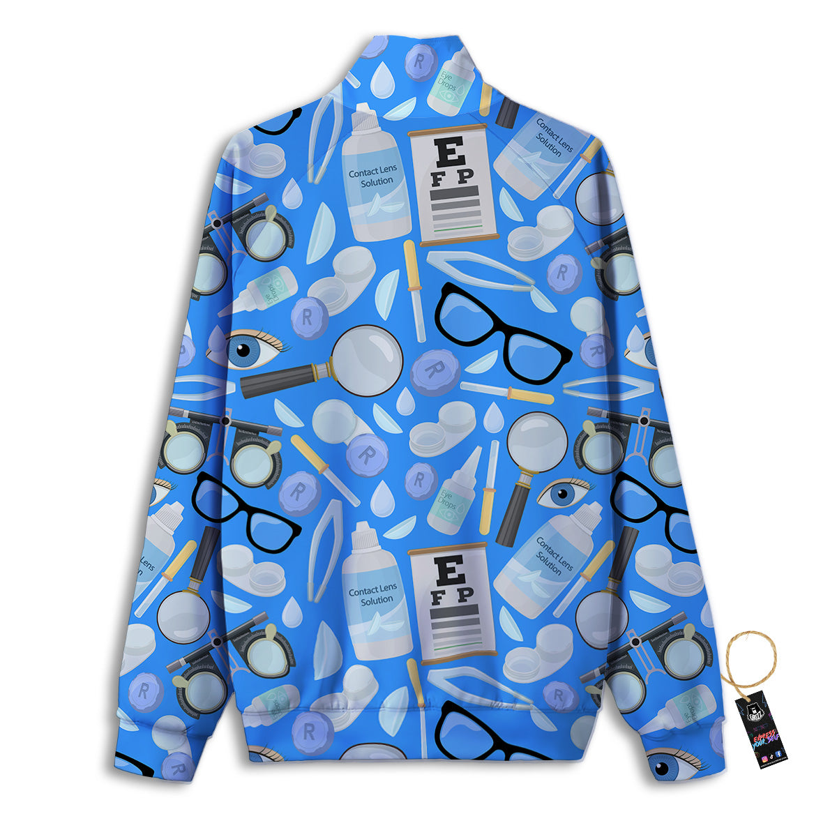 Medical Optometry Accessory Blue Print Pattern Track Jacket-grizzshop