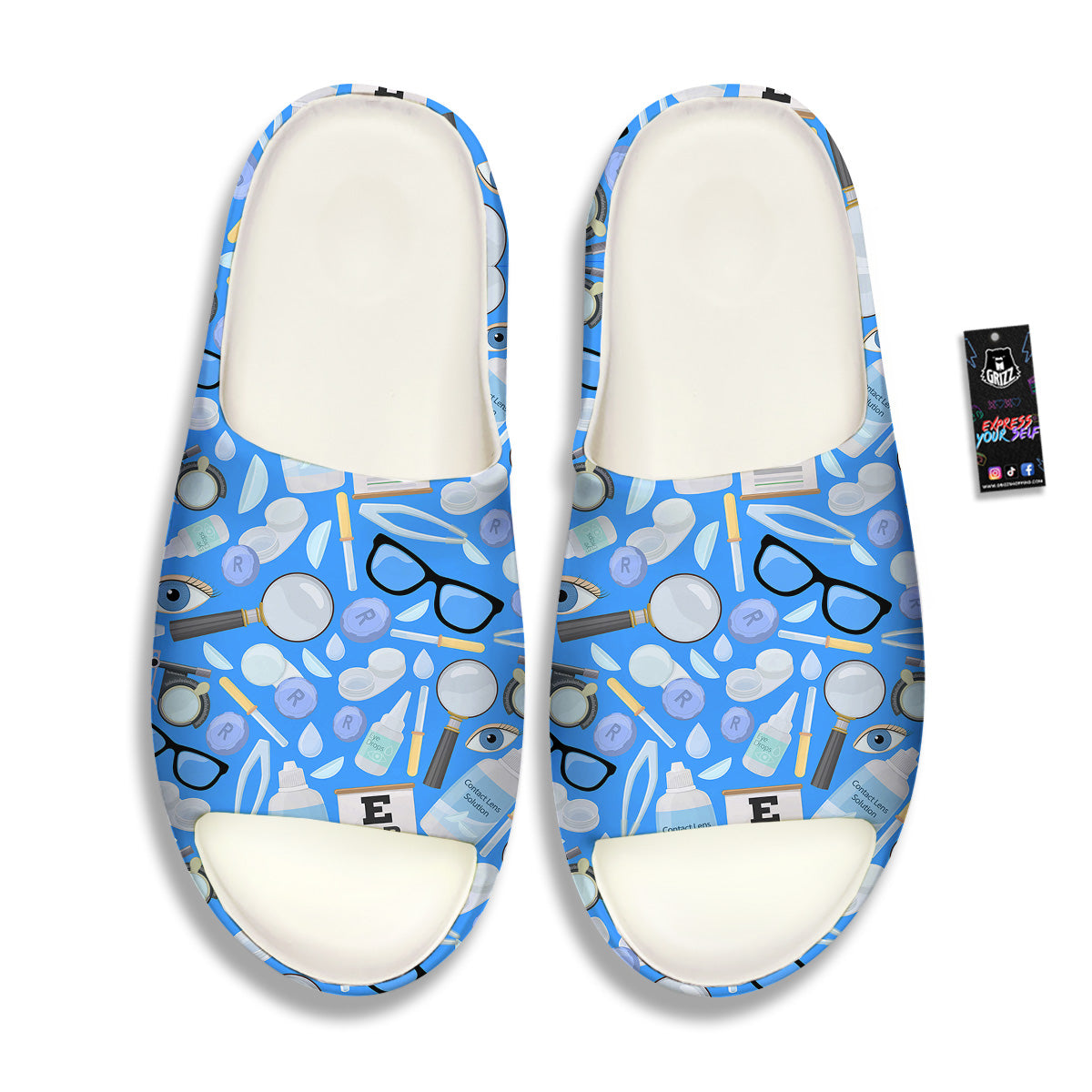 Medical Optometry Accessory Blue Print Pattern Sandals-grizzshop