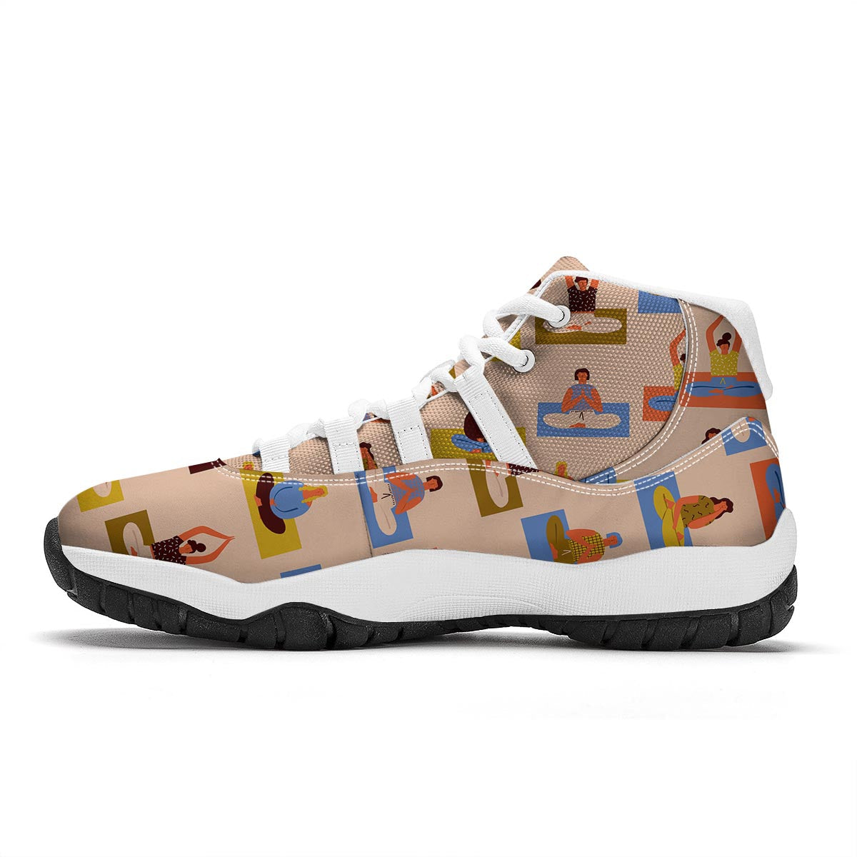 Meditation Yoga Print Pattern White Bball Shoes-grizzshop