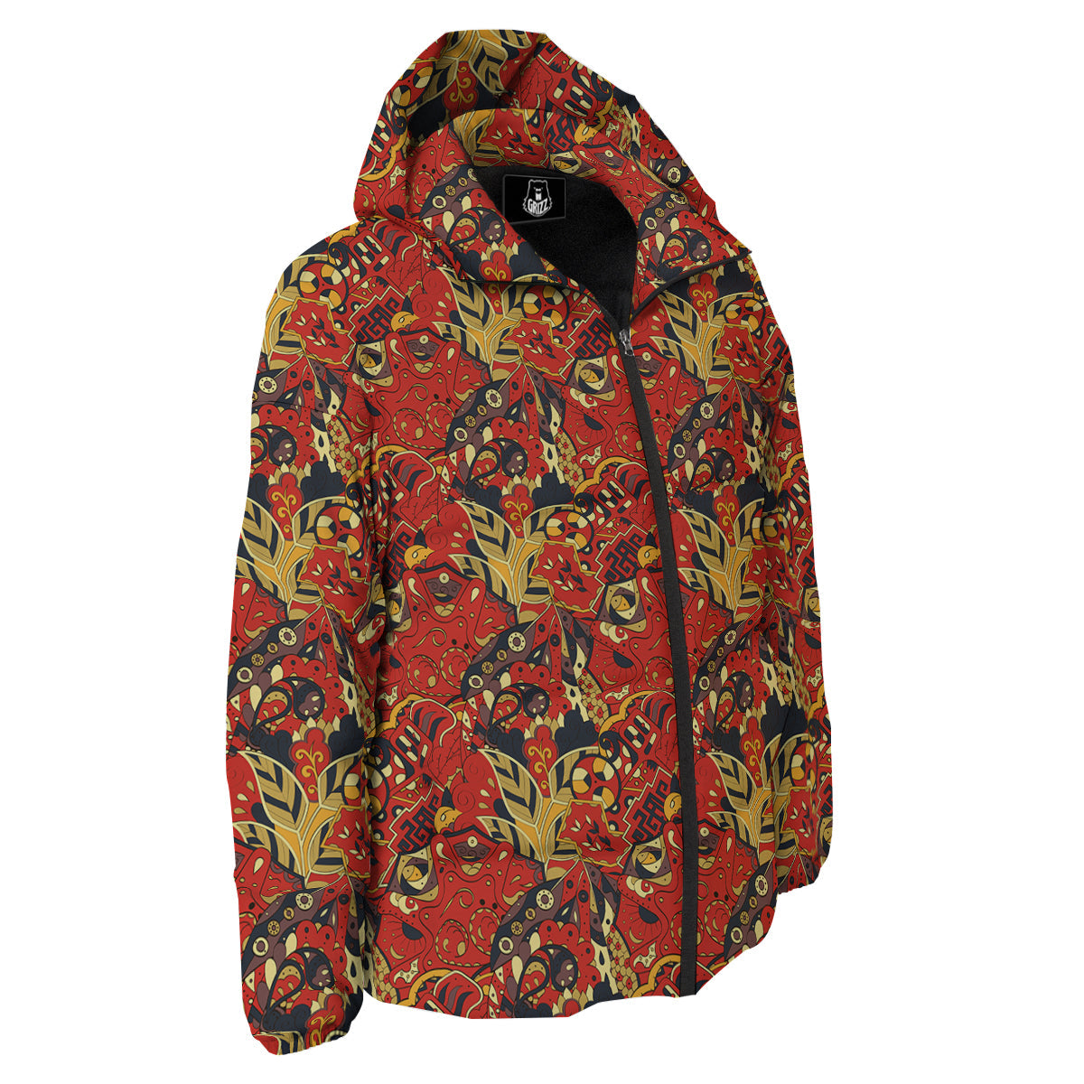 Mehndi Ethnic Doodle Print Pattern Down Jacket-grizzshop