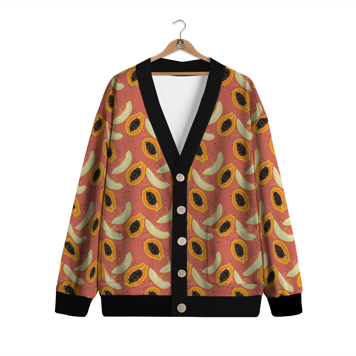 Melon And Papaya Print Pattern Cardigan-grizzshop