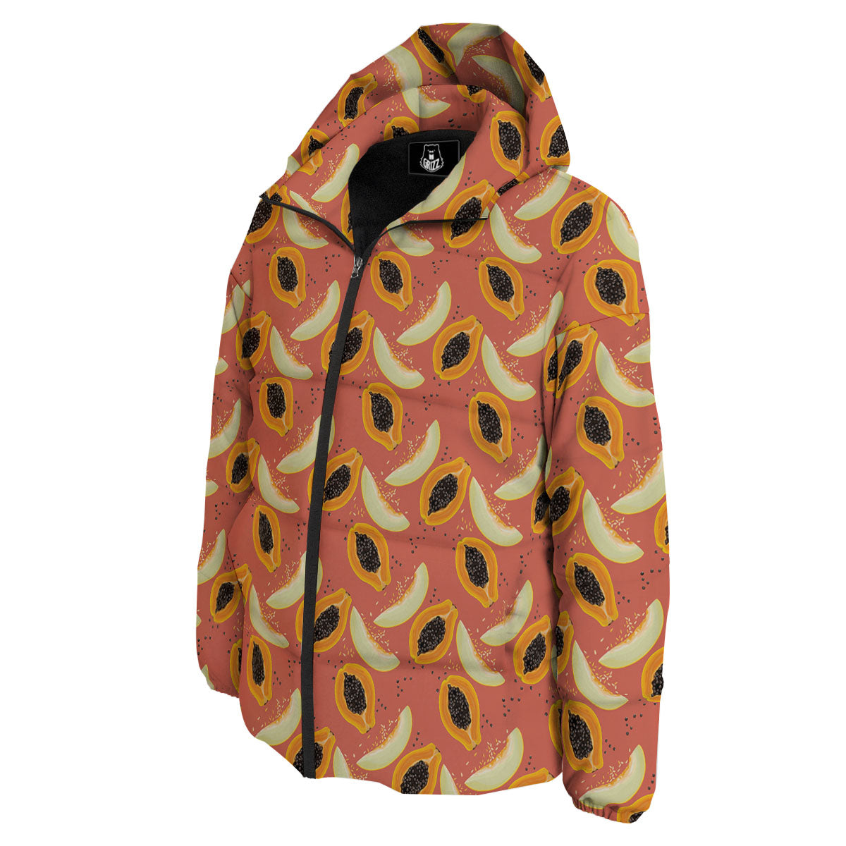 Melon And Papaya Print Pattern Down Jacket-grizzshop