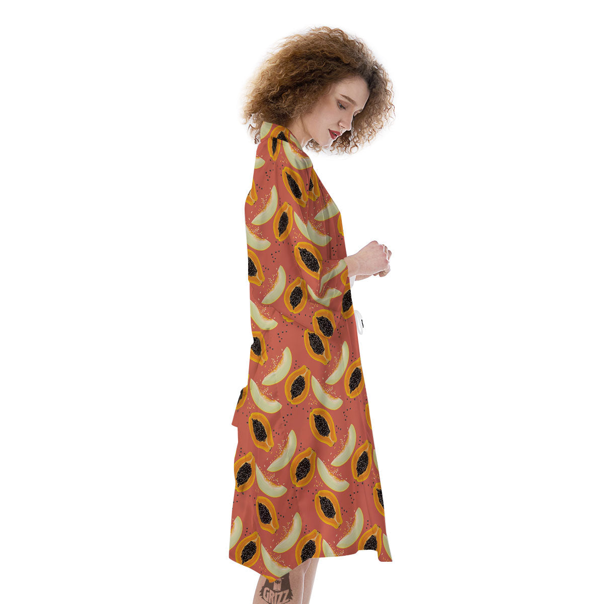Melon And Papaya Print Pattern Kimono-grizzshop