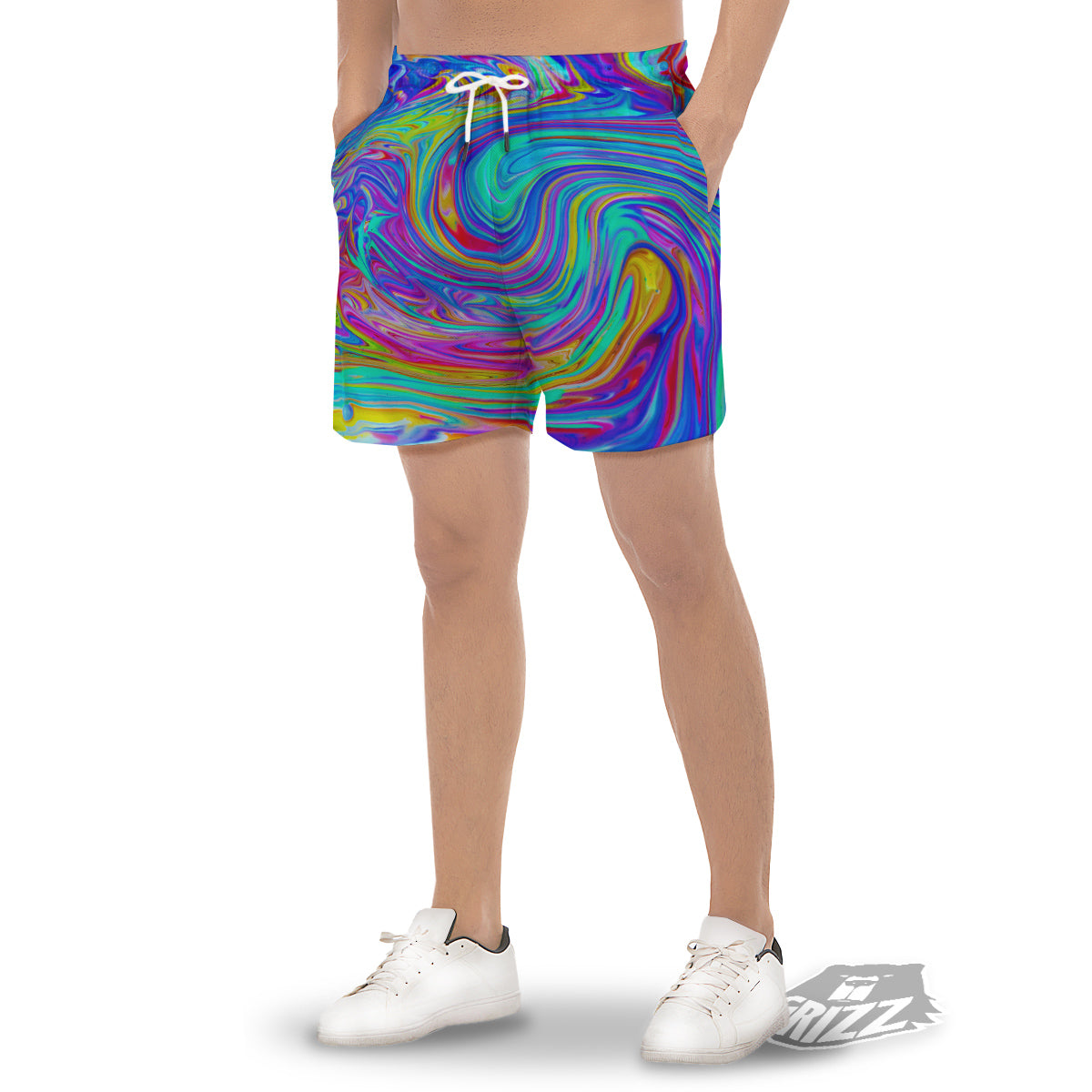 Melt Acid Colorful Print Men's Gym Shorts-grizzshop