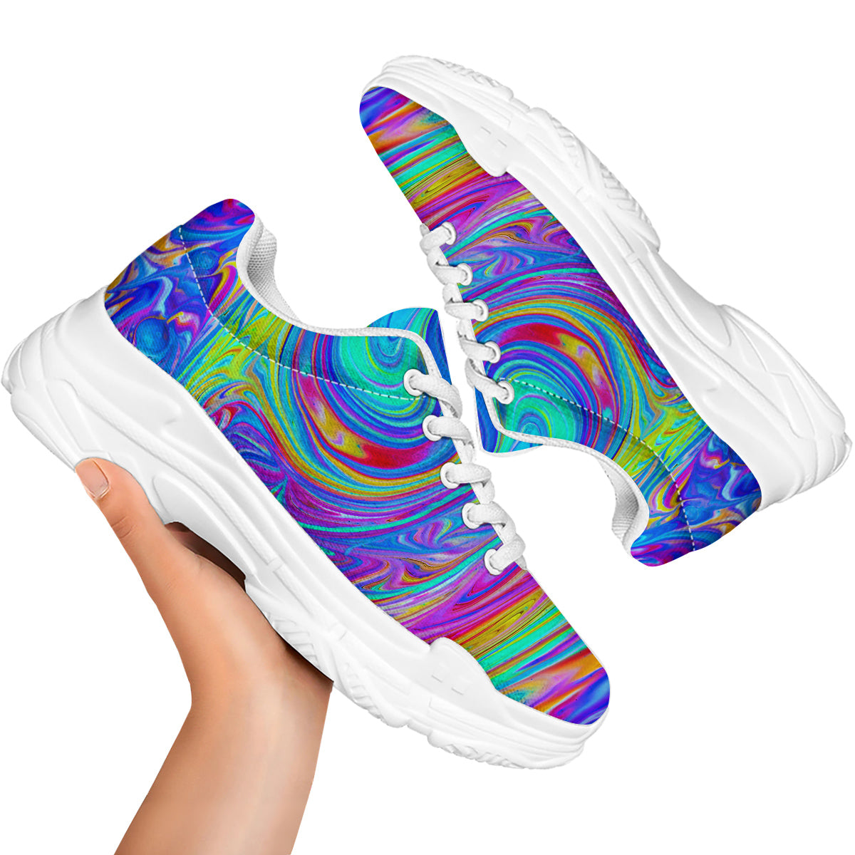 Melt Acid Colorful Print White Chunky Shoes-grizzshop