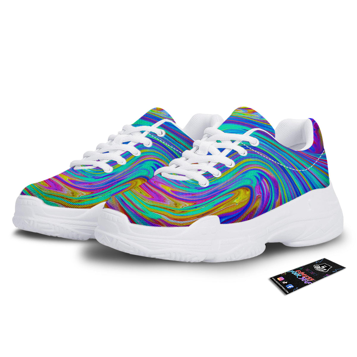 Melt Acid Colorful Print White Chunky Shoes-grizzshop