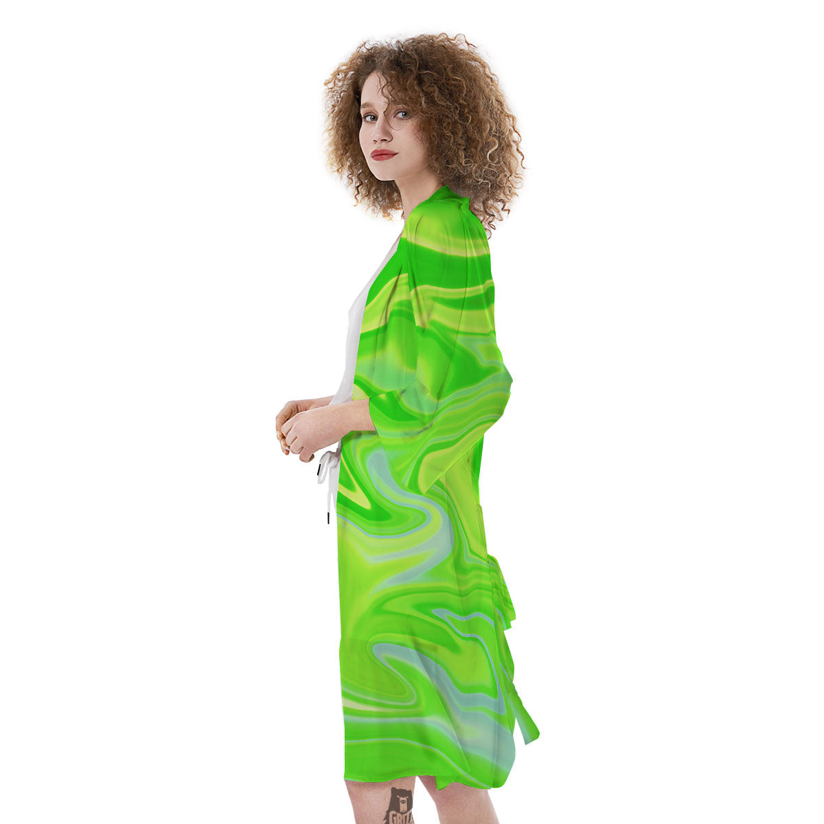 Melt Acid Green Print Kimono-grizzshop