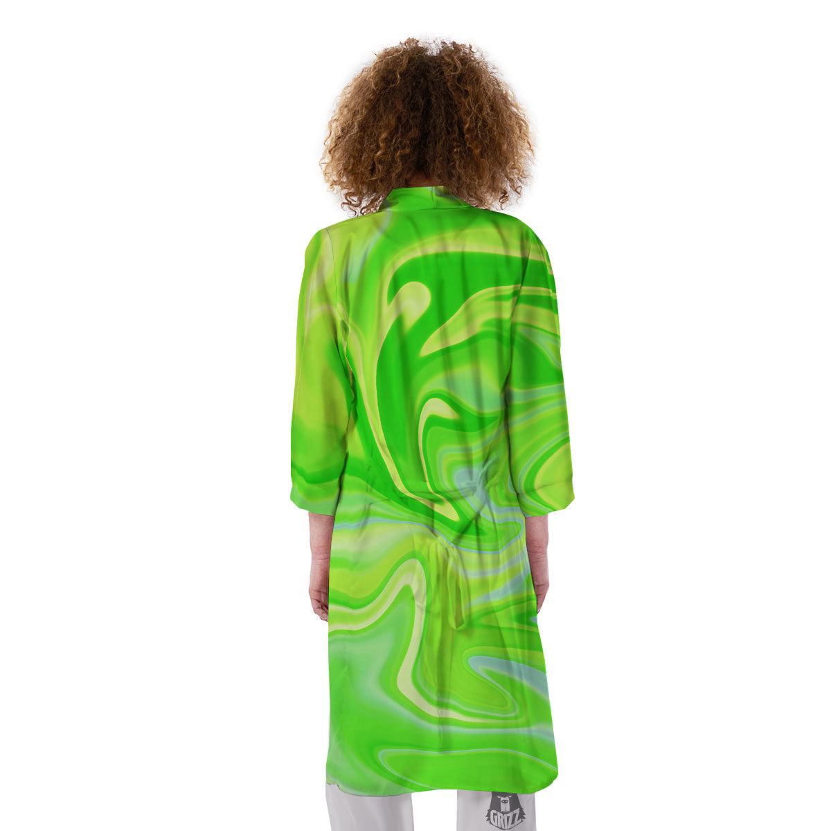 Melt Acid Green Print Kimono-grizzshop