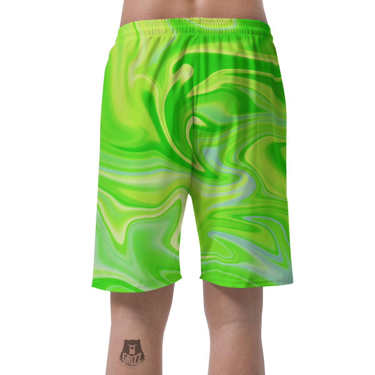 Melt Acid Green Print Men's Shorts-grizzshop