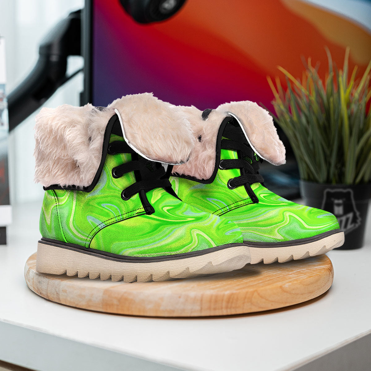 Melt Acid Green Print Snow Boots-grizzshop