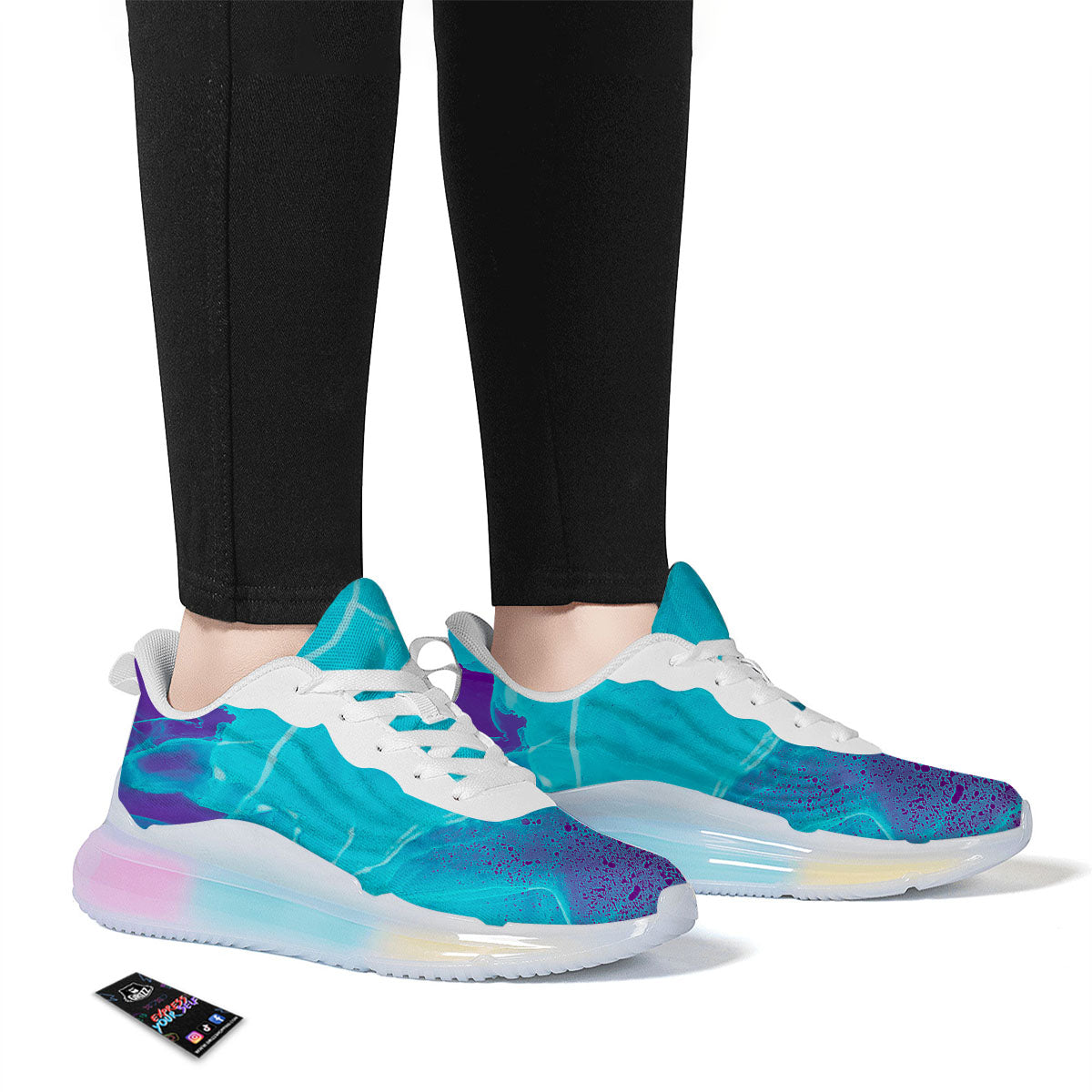 Melt Acid Turquoise Print Running Sneakers-grizzshop