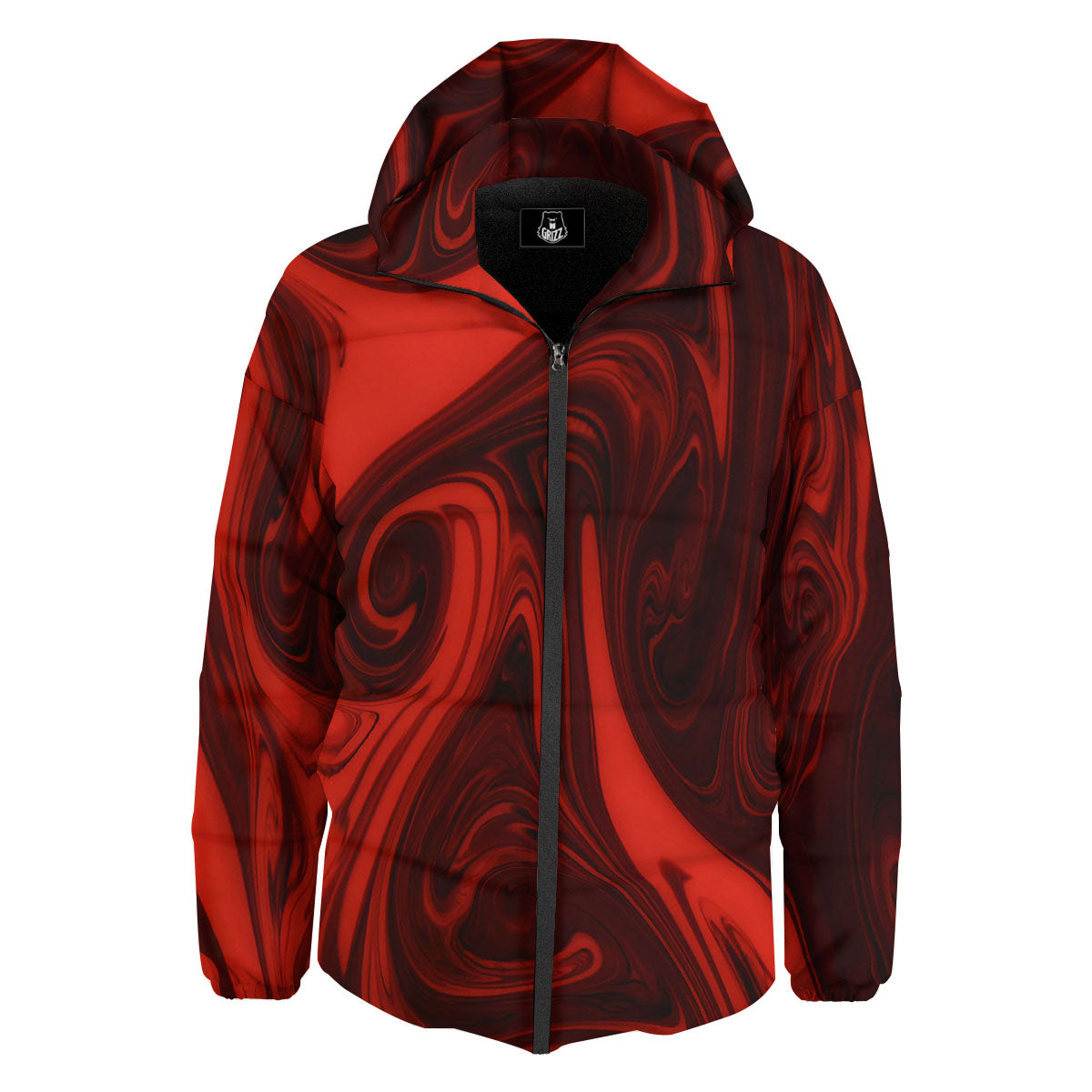 Melt Red Acid Print Down Jacket-grizzshop