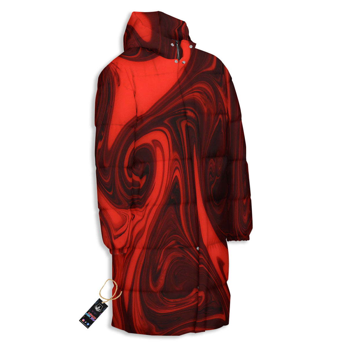 Melt Red Acid Print Long Down Jacket-grizzshop