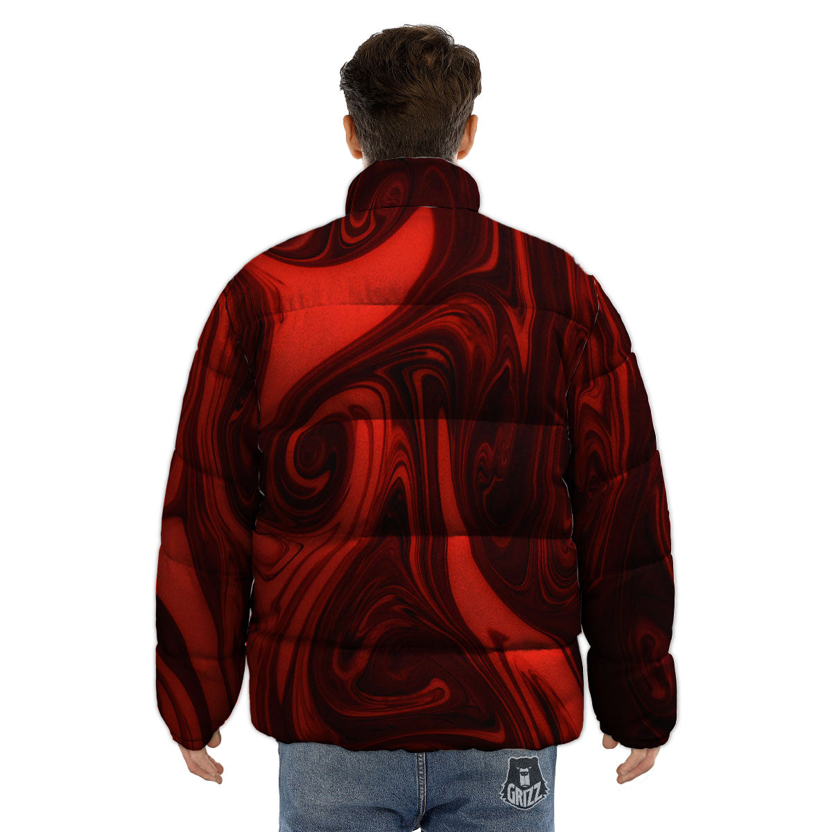 Melt Red Acid Print Puffer Jacket-grizzshop