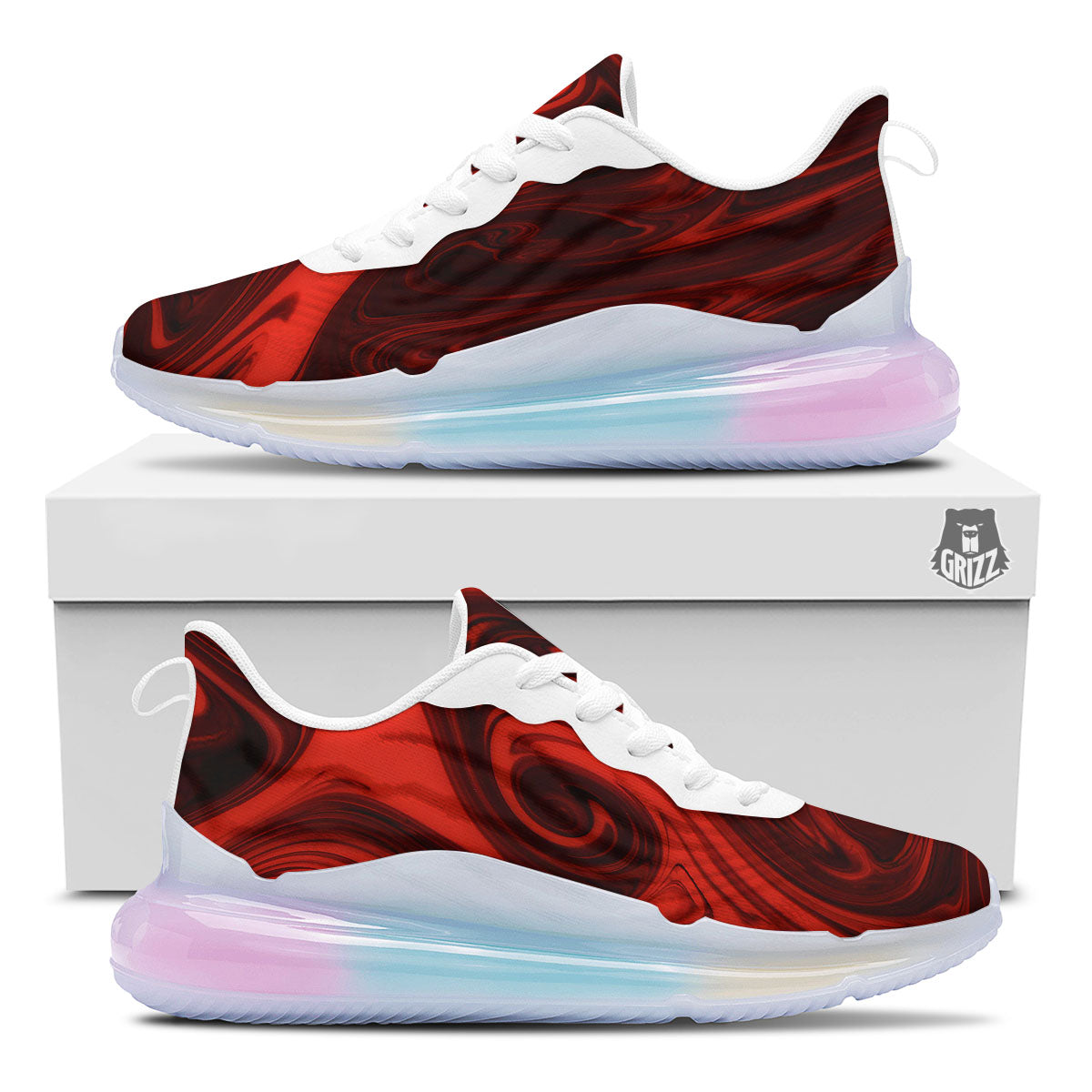 Melt Red Acid Print Running Sneakers-grizzshop