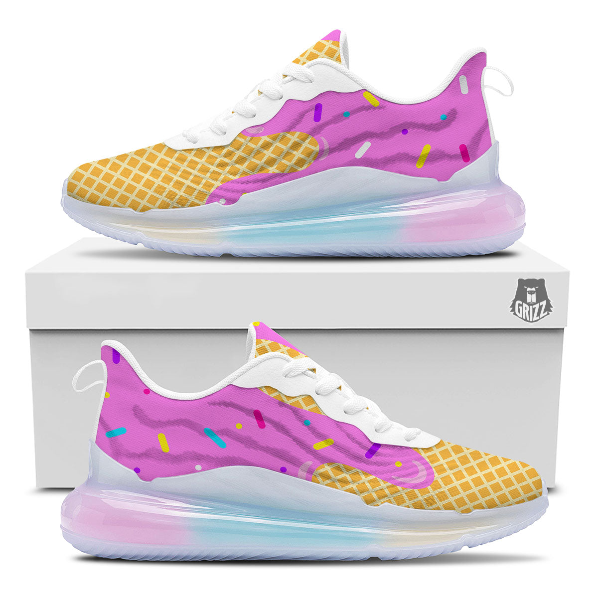 Melted Ice Cream Pink Print Running Sneakers-grizzshop