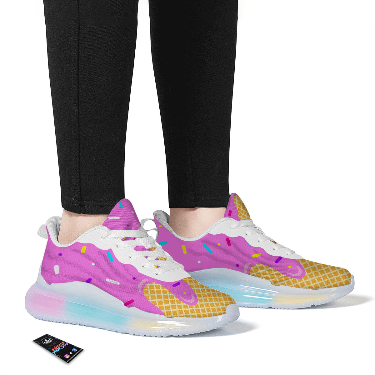 Melted Ice Cream Pink Print Running Sneakers-grizzshop
