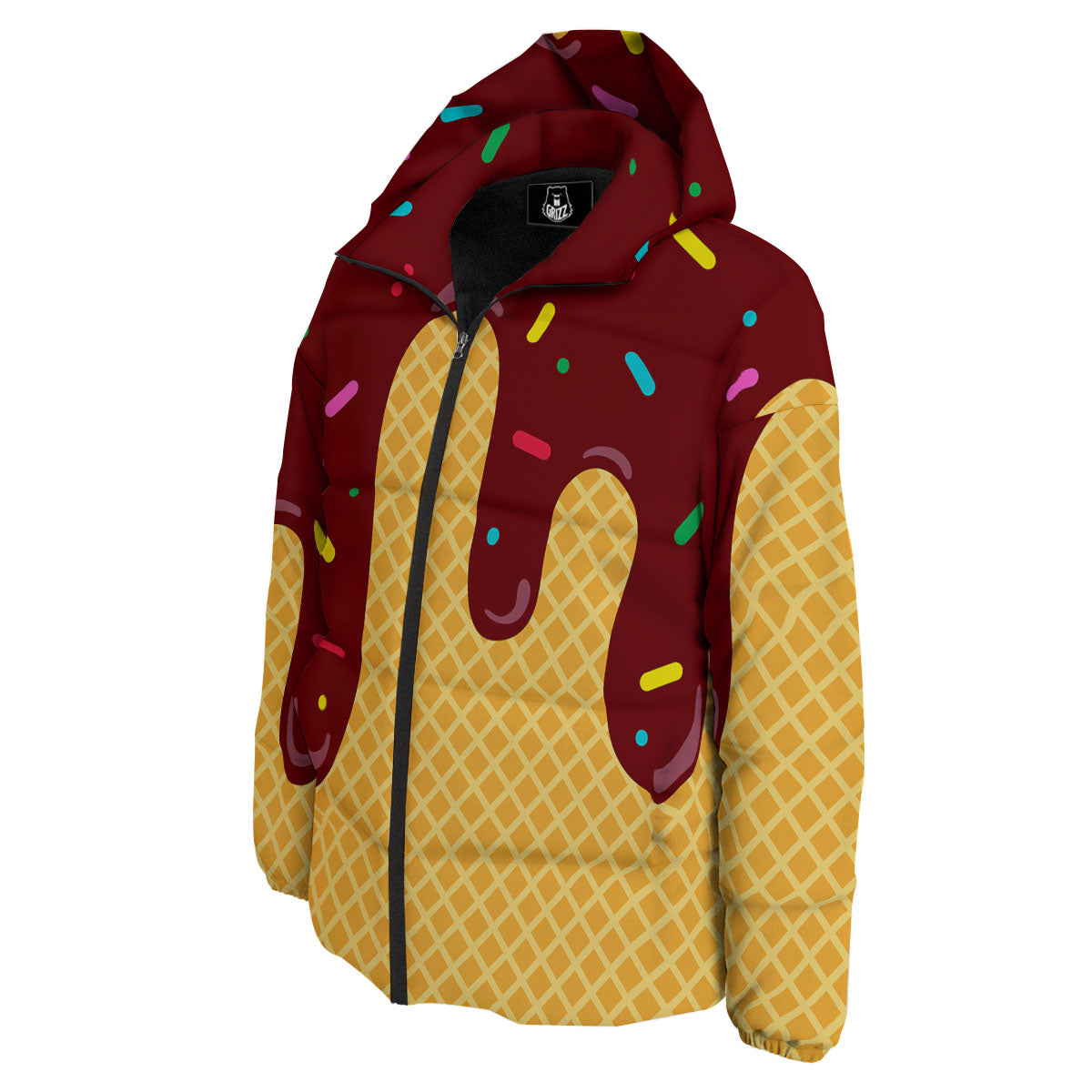 Melted Ice Cream Print Down Jacket-grizzshop