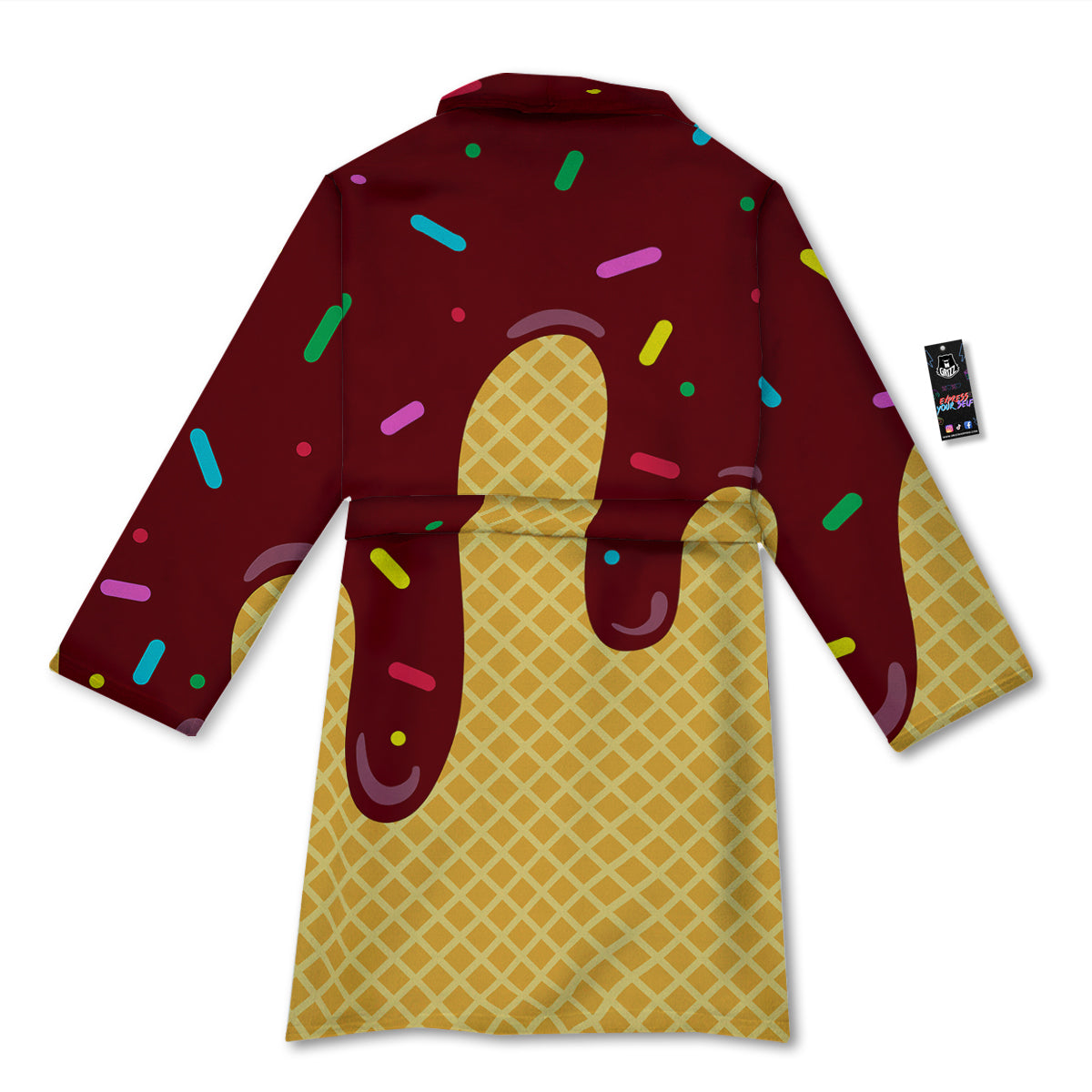 Melted Ice Cream Print Pattern Bathrobe-grizzshop