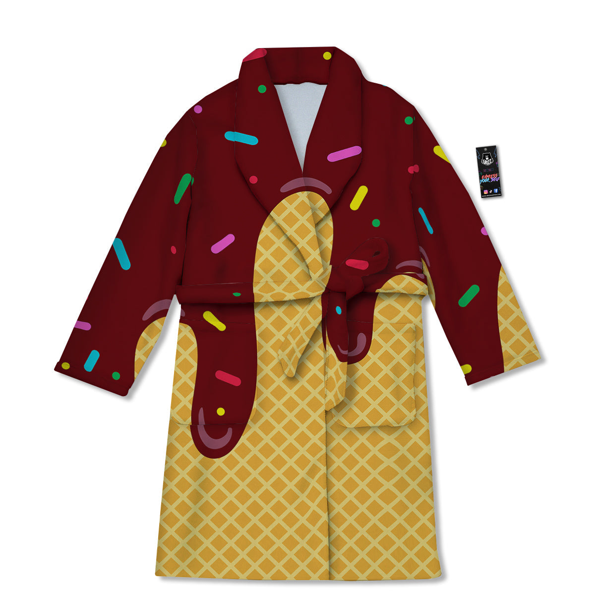 Melted Ice Cream Print Pattern Bathrobe-grizzshop