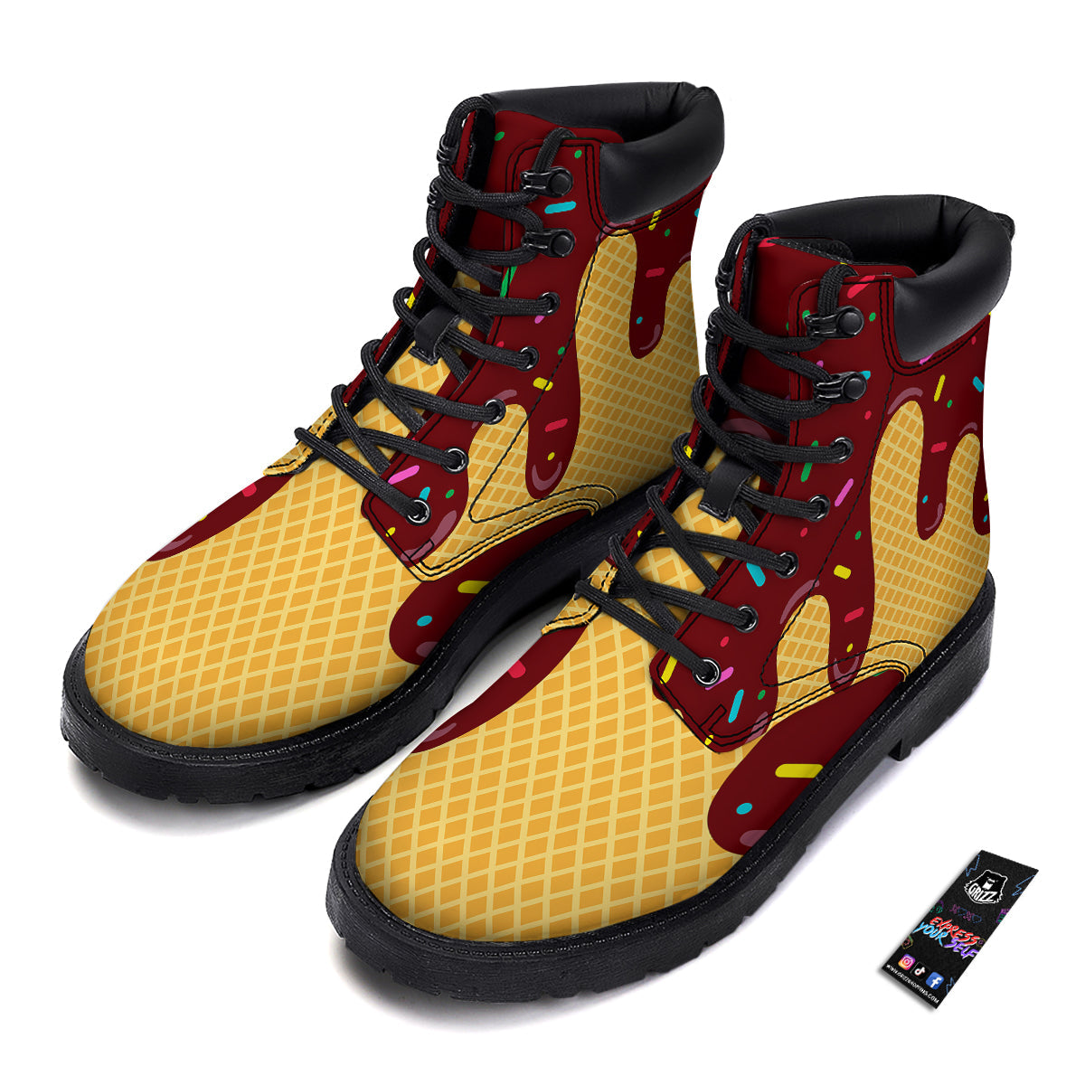 Melted Ice Cream Print Pattern Boots-grizzshop
