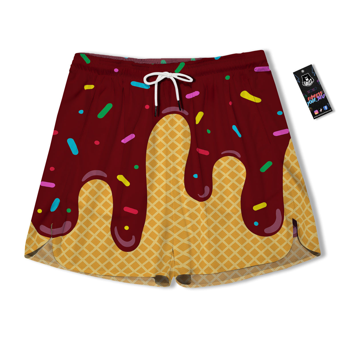 Melted Vanilla Ice Cream Print Pattern Muay Thai Boxing Shorts main image 1