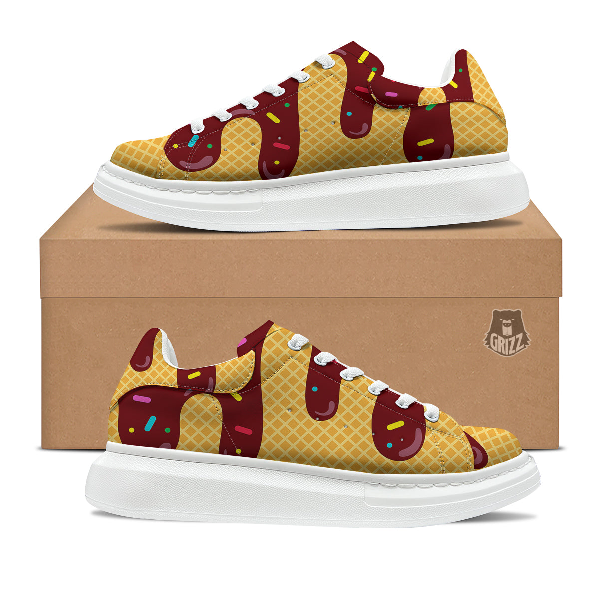 Melted Ice Cream Print Pattern Platform Shoes-grizzshop