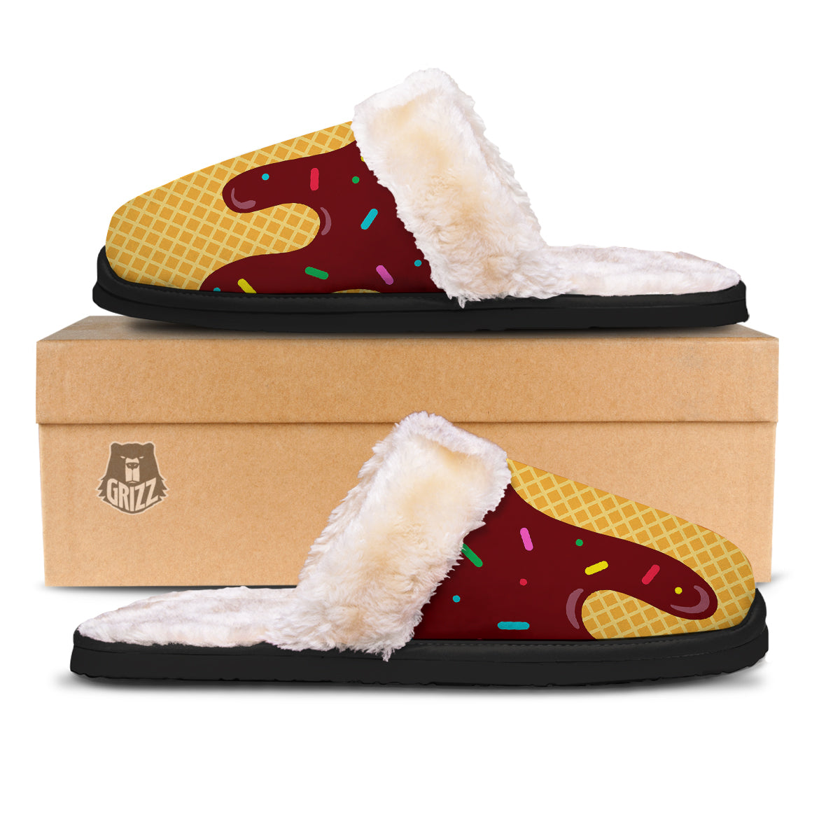 Melted Ice Cream Print Pattern Slippers-grizzshop