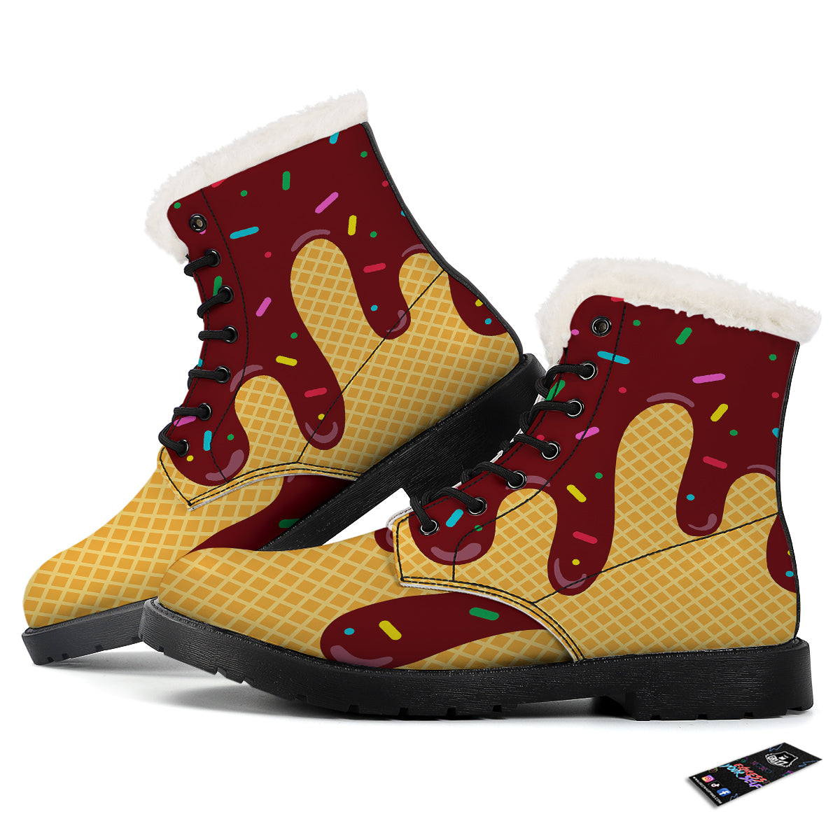 Melted Ice Cream Print Pattern Winter Boots-grizzshop