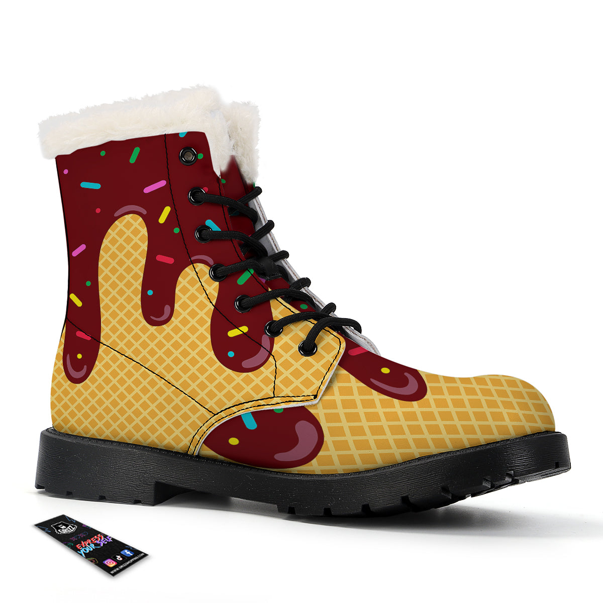 Melted Ice Cream Print Pattern Winter Boots-grizzshop