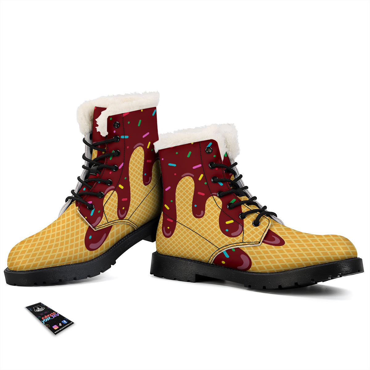 Melted Ice Cream Print Pattern Winter Boots-grizzshop