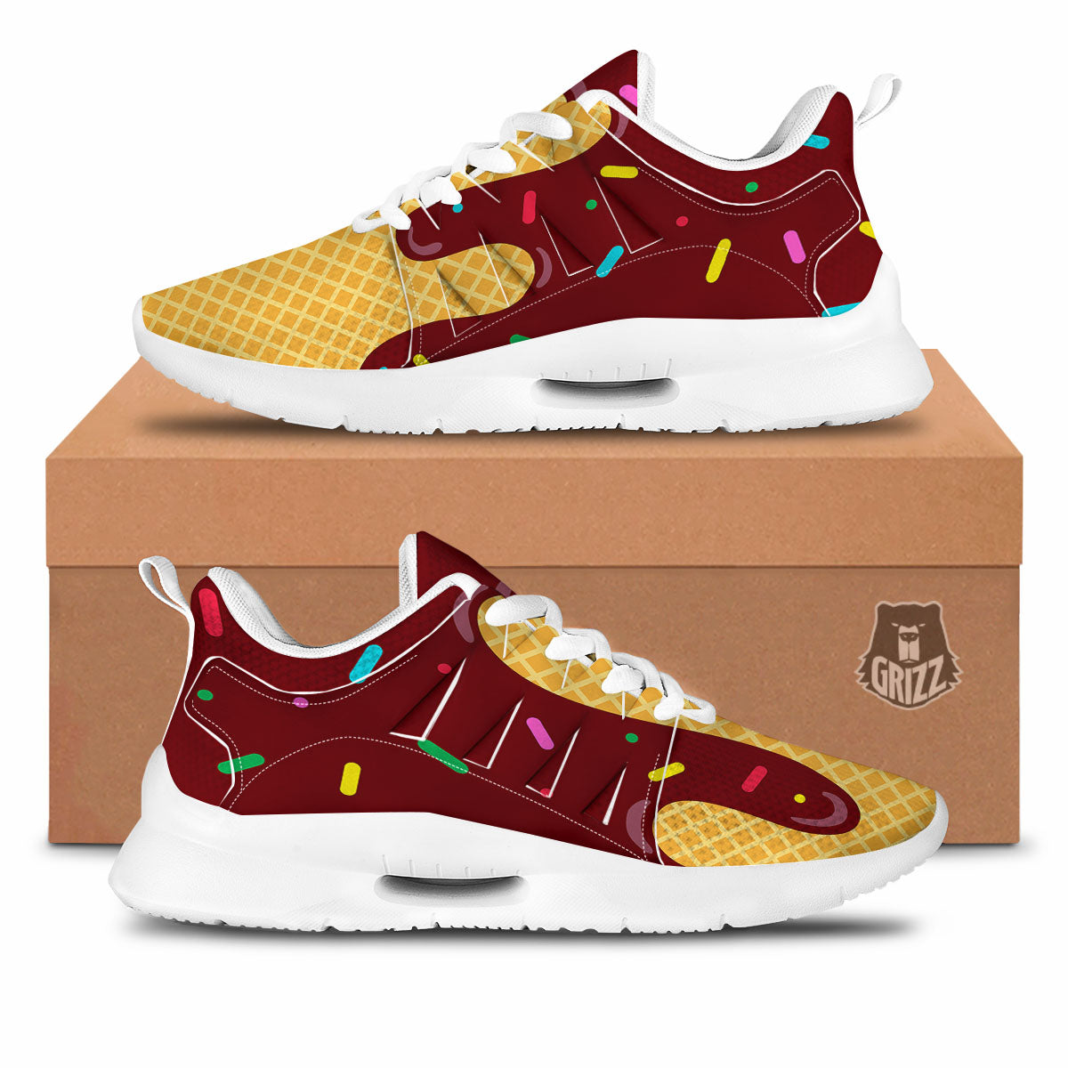 Melted Ice Cream Print Tennis Shoes-grizzshop