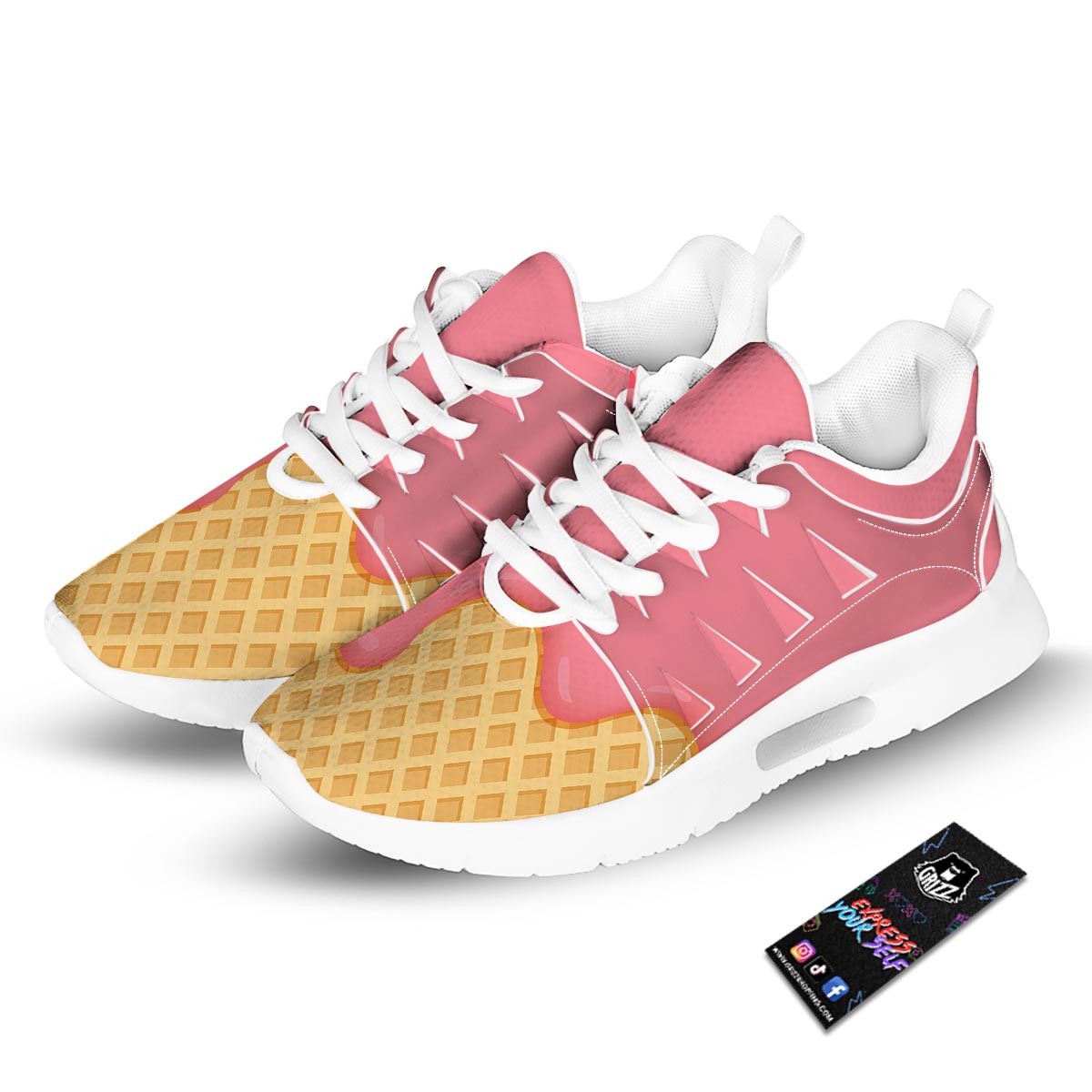 Melted Strawberry Ice Cream Print Tennis Shoes-grizzshop