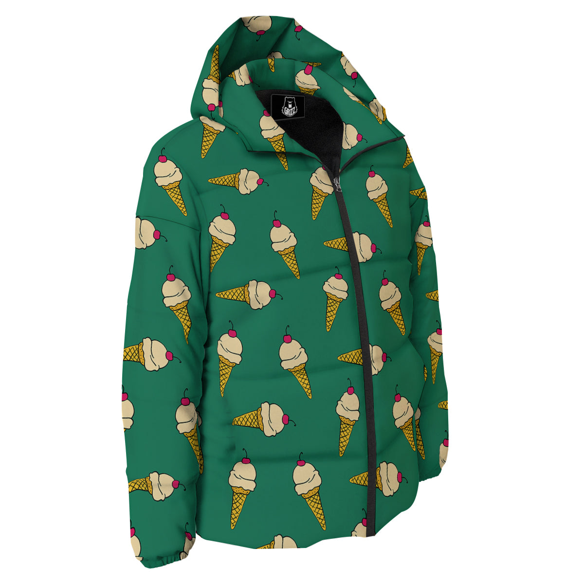 Melted Vanilla Ice Cream Print Pattern Down Jacket-grizzshop