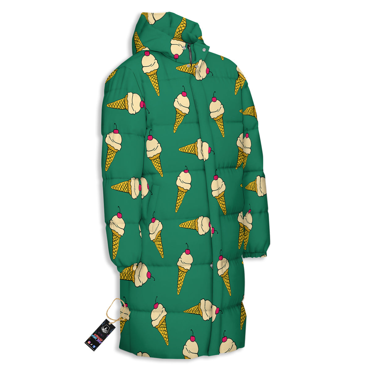 Melted Vanilla Ice Cream Print Pattern Long Down Jacket-grizzshop
