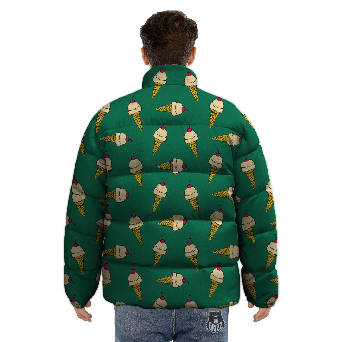 Melted Vanilla Ice Cream Print Pattern Puffer Jacket-grizzshop