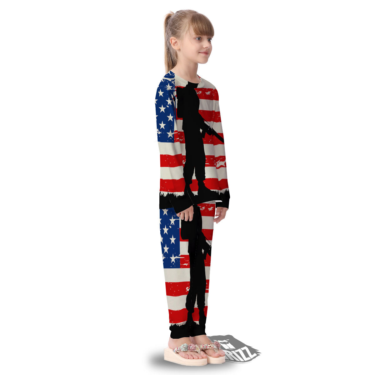 Memorial War American Flag Print Kid's Pajamas-grizzshop